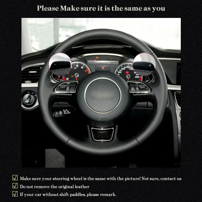 Custom Car Braid On The Steering Wheel Cover for Audi A1 8X A3 8V Sportback A4 B8 Avant A5 8T A6 C7 A7 G8 A8 D4 Q3 8U Q5 8R DIY
