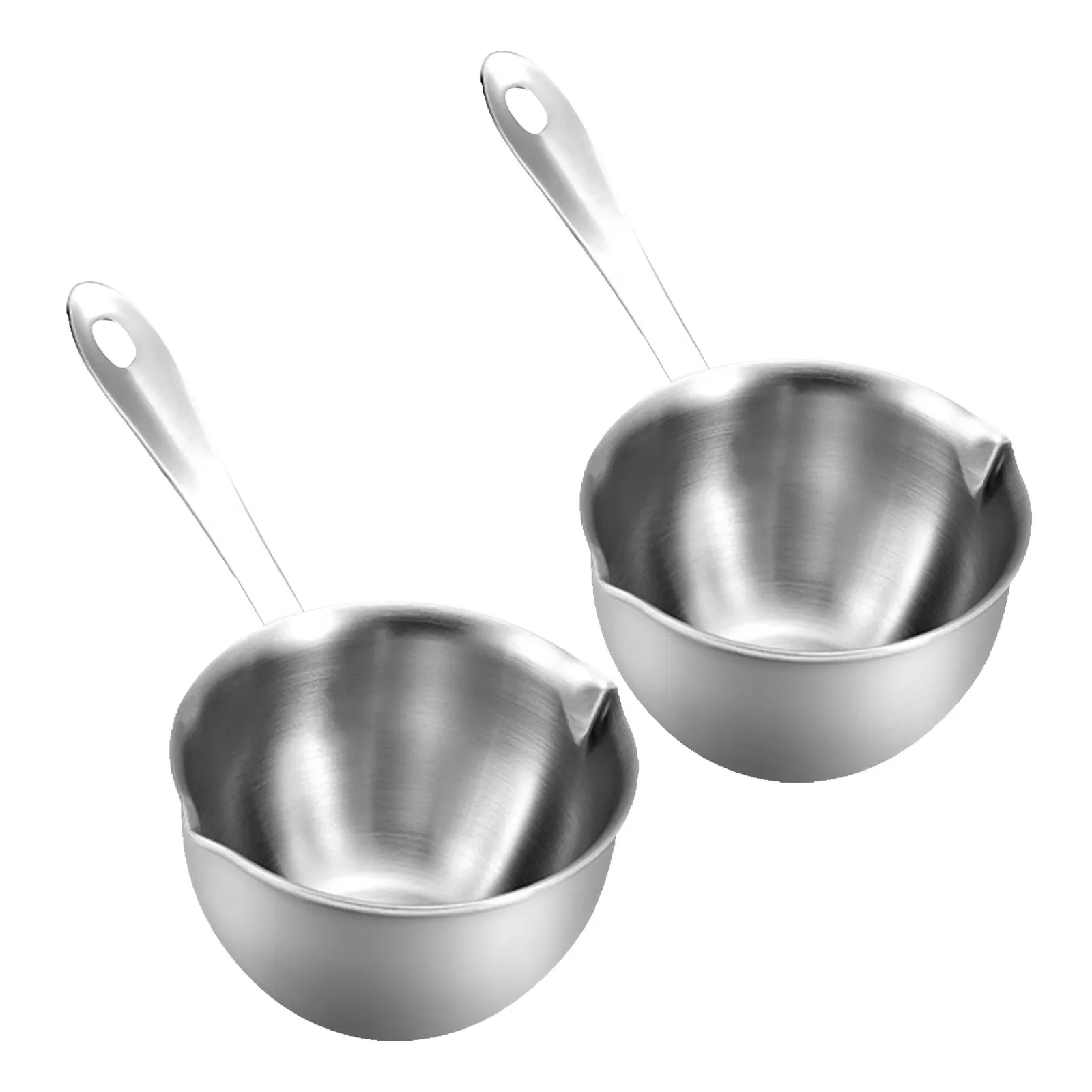2Pcs Stainless Steel Mini Deep Oil Heating Pots Milk Warmer Saucepan 125Ml Spill Proof Compact Butter Warmer Pan Chocolate