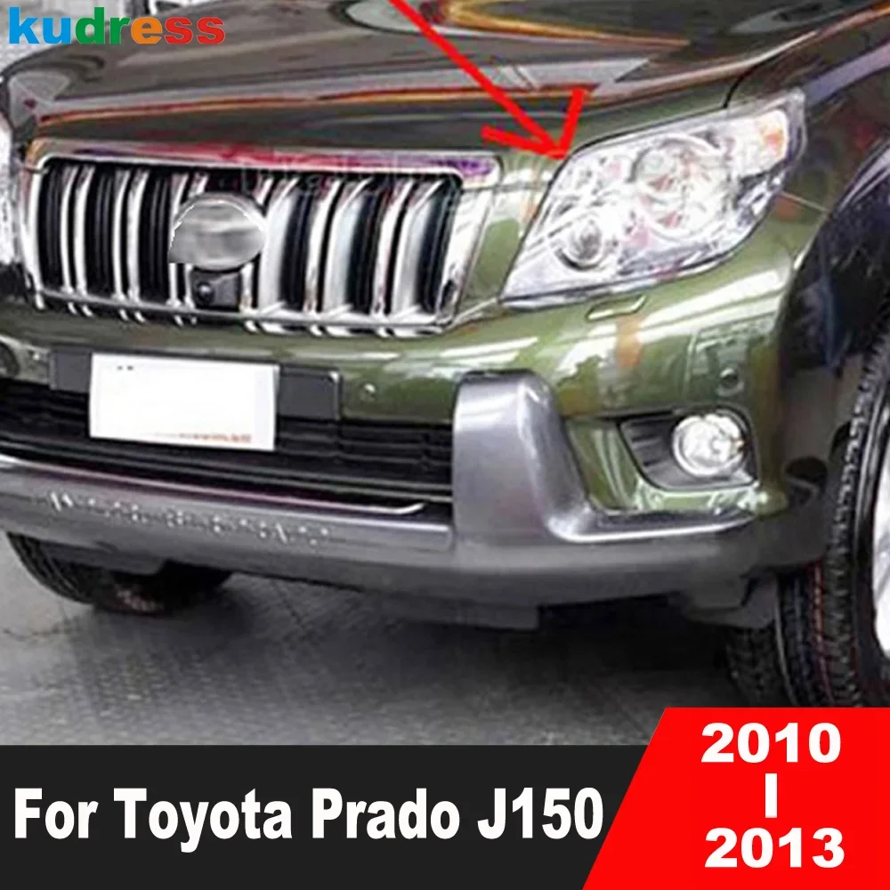 For Toyota Prado J150 2010 2011 2012 2013 Chrome Front Head Light Lamp Cover Trim Headlight Headlamp Frame Trims Car Accessories