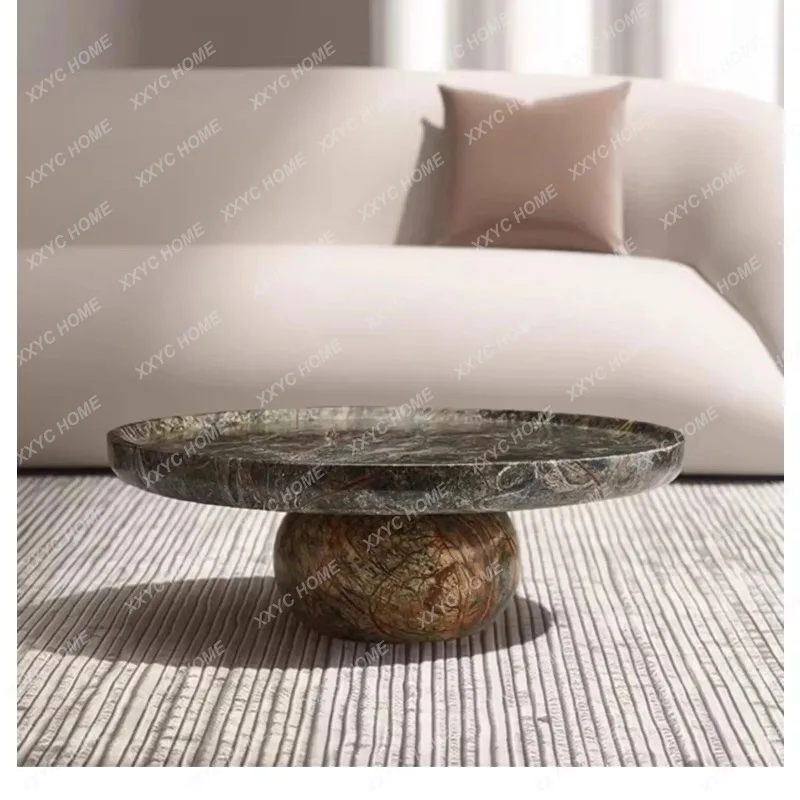 XXModern simple natural marble round coffee table  living room villa high sense coffee table tea table