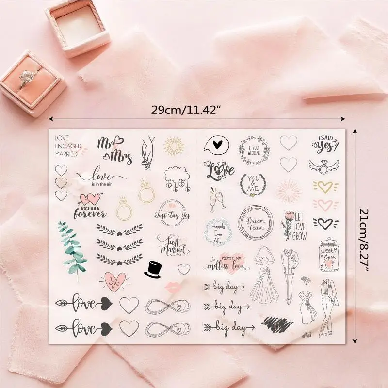 4 folhas/pacote adesivo casamento requintado adesivos papel artesanato para fazer cartões N2UD