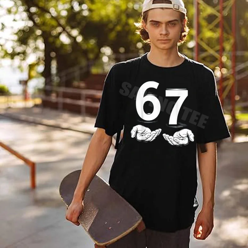 مضحك ستة سبعة 6 7 ميمي الجنرال ألفا سليانج 6 7 الأيدي تي شيرت الجدة هدية Y2k الجرافيك الإنترنت نكتة قائلا المحملة قصيرة الأكمام الزي