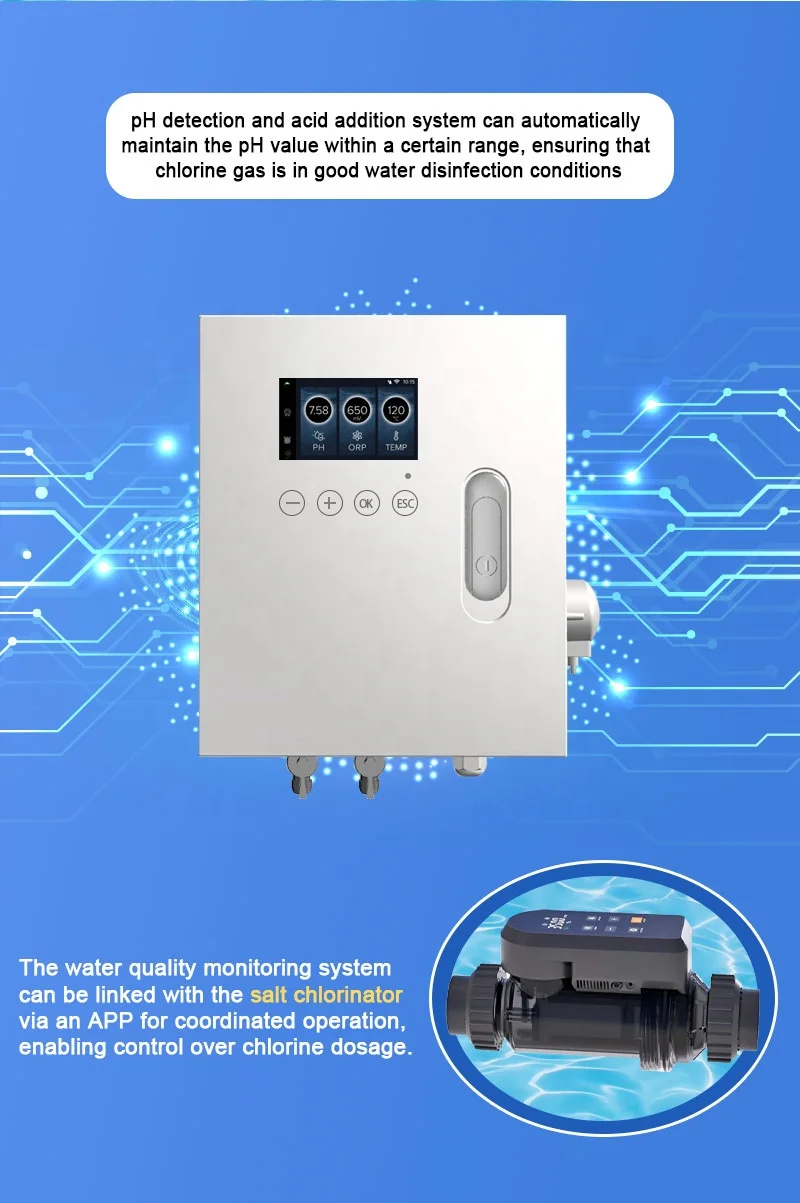 WiFi APP High Quality Smart Automatic Digital Pool Chlorinator Multi-Functional Water Quality for Swimming Pools and Spa