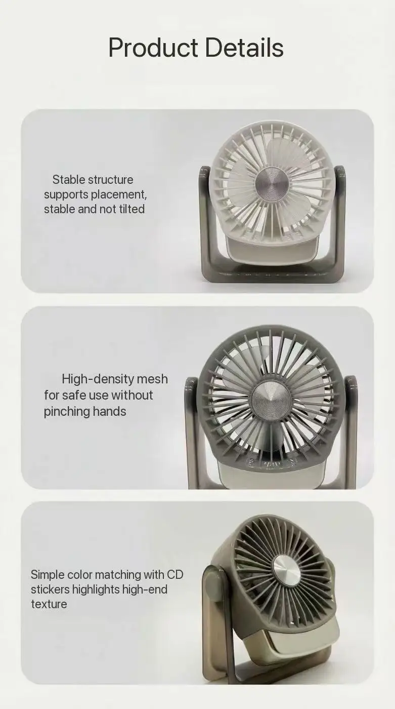 MEET SUN 500mAh Desktop Leiser Mini-Ventilator Handlicher Kühlventilator Make-up Nachbearbeitungswerkzeug Sommer-Essential Persönlicher Lüfter – Detail 14