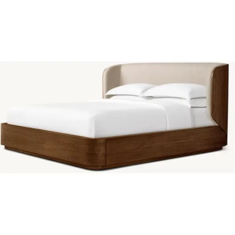

5 Star Hotel Interior Luxury Solid Wood Frame king Size Modern Fabric Bedroom Furniture Bed
