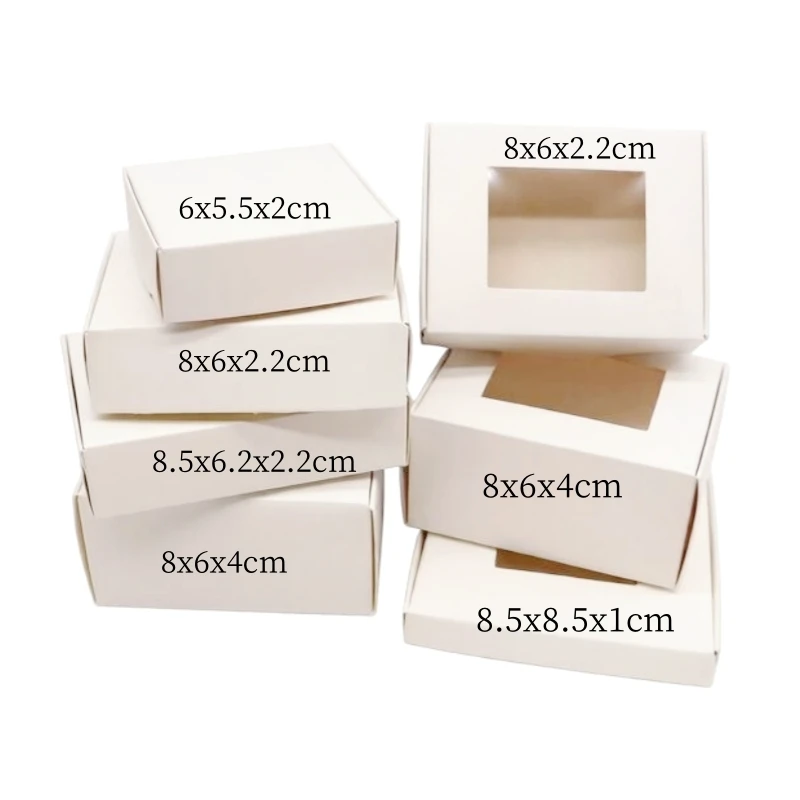 10 pieces of white/kraft paper/black windowed paper box Diy jewelry set display box