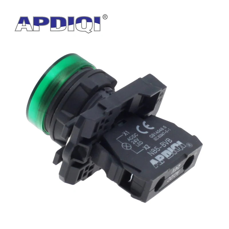 APDIQI 1Pcs NB5 BVM BVB 22mm 12V 24V 220V 380V Panel Mount High Brightness LED Power Indicator Pilot Signal Light Lamp Red Green