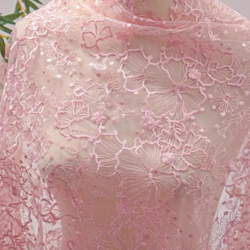 Mesh Gauze Beautiful Flower Style Creative Embroidery Dress Wedding Dress Background Designer Fabric By The Yard
