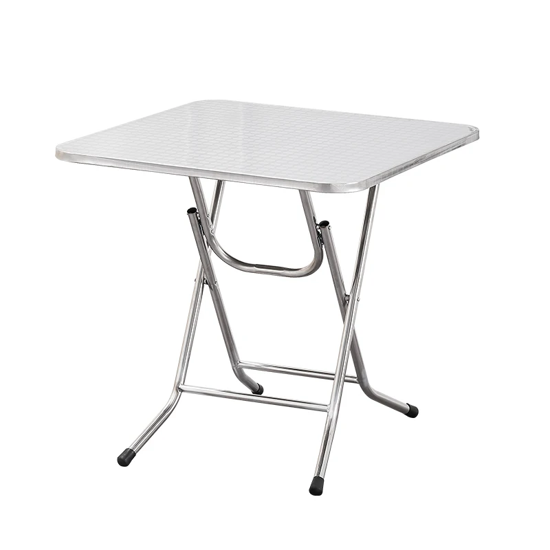 

Stainless steel square table folding dining table household simple dining table Hong Kong style barbecue tea restaurant dessert
