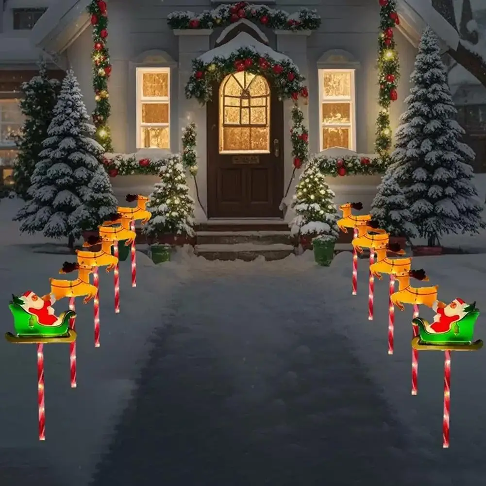 عيد الميلاد سانتا مزلقة الرنة مسار أضواء في الهواء الطلق LED الزخرفية حصة الحديقة ساحة حديقة عيد الميلاد التبعي