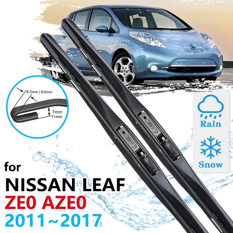 Car Front Wiper Blades For Nissan Leaf ZE0 AZE0 2011 2012 2013 2014 2015 2016 2017 Windshield Windscreen Brushes Car Accessories