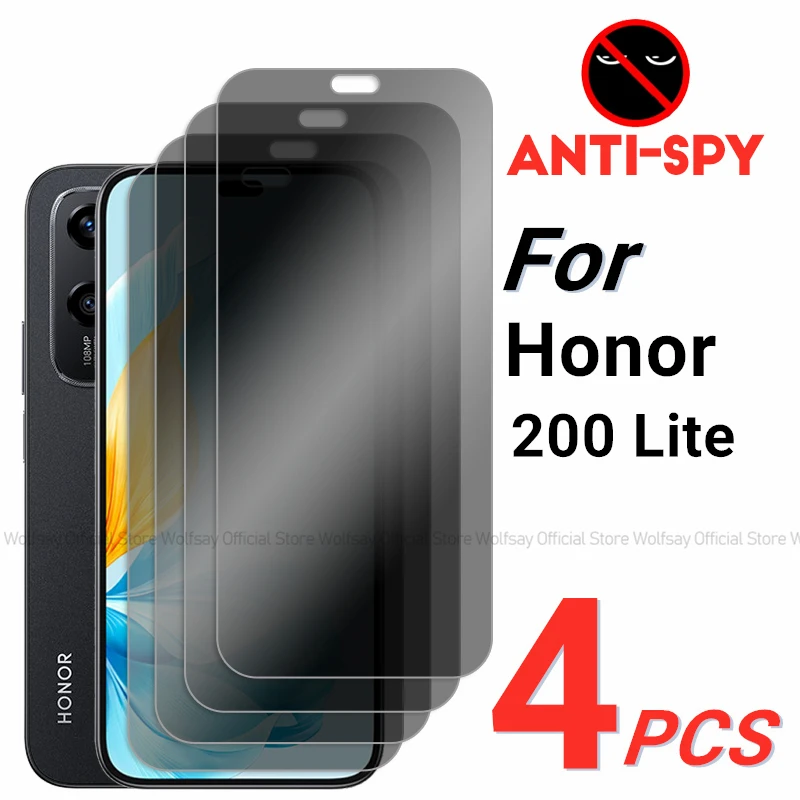 2/4PCS Privacy Screen Protector For Honor 200 Lite Anti-Spy Tempered Glass Honor 200 Lite Privacy Phone Glass For Honor 200 Lite