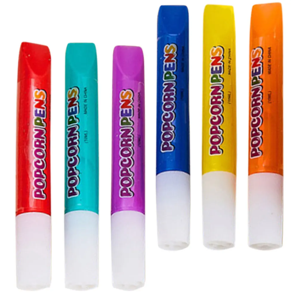 

6 Colorful Popcorn Drawing Pens for Kids Comfortable Adorable Marker Pens Grip Smooth Writing Supplies Portable Markers