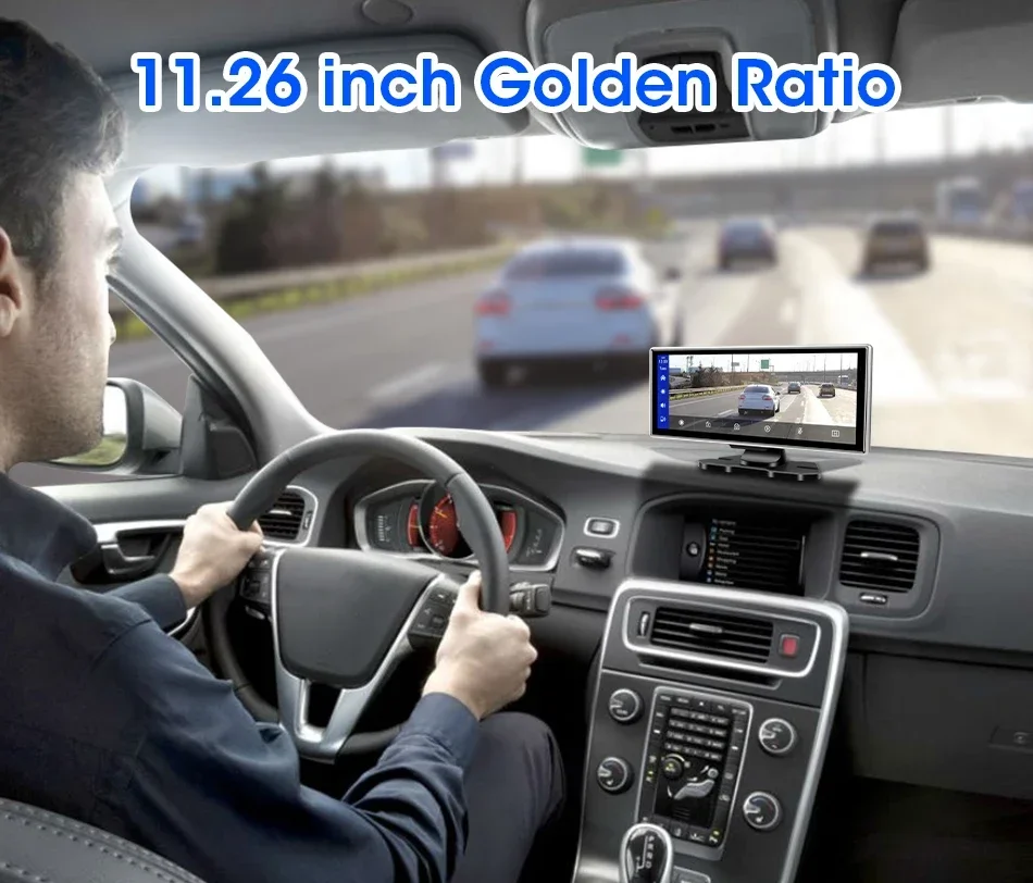Srnubi 11,26" Dash Cam Rück Carplay Android Auto 4K DVR Navigation Player Dual Lens Recorder Dashboard WIFI BT AUX GPS FM – Detail 3