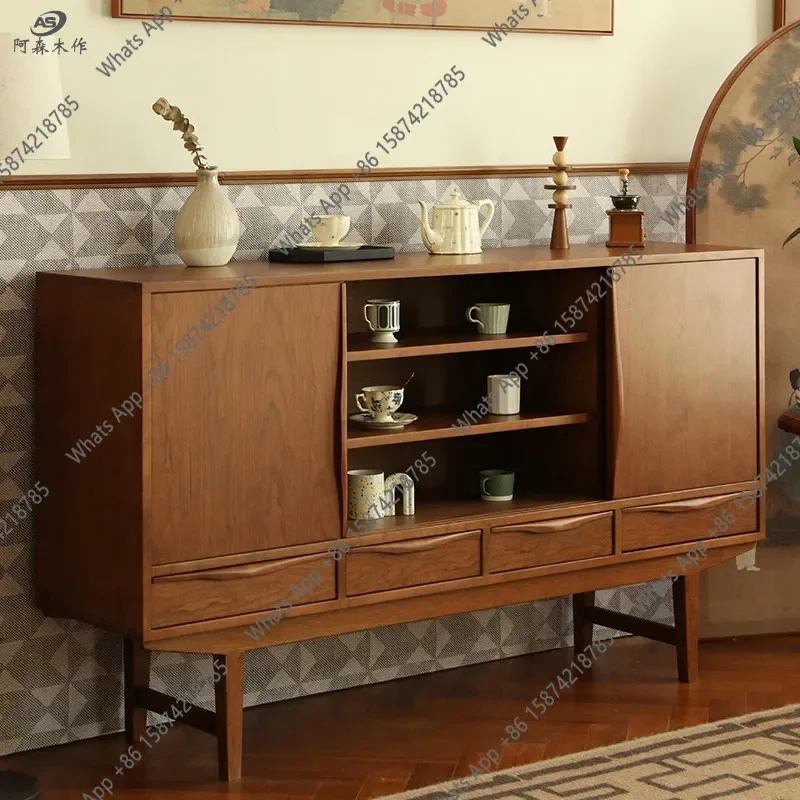 30 Pre-Aged Simple Sideboard Vintage French Cherry Wood Solid Wood Tea Water Cabinet Cupboard Multifunctional Storage Cabinet