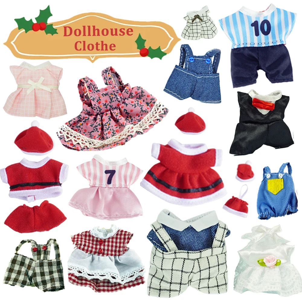 Boże Narodzenie tematyczne 1:12 miniaturowe ubrania dla lalek strój ślubny sukienka króliczek odzież sportowa akcesoria do domku dla lalek zabawka prezent urodzinowy
