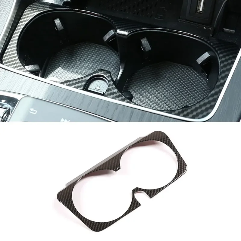 

Carbon Fiber Texture Center Gear Shift Panel Water Cup Holder Frame Trim Cover For Mercedes Benz C E GLC Class W205 W213 X253