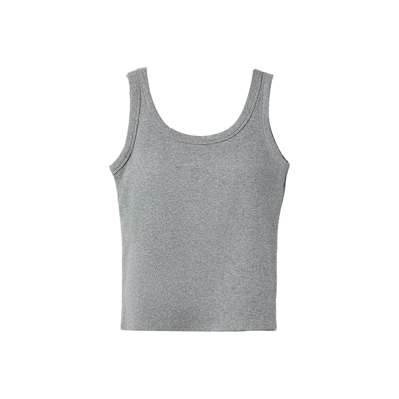 Pure cotton U-shaped beauty bottom back sling small vest inner wear with chest pad integrated outer wear knitted Spice Girl top