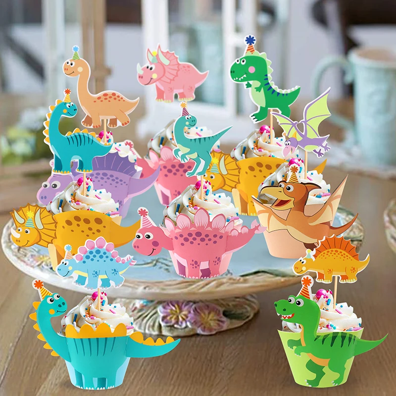 Dinosaurier Kuchen Topper Ballon Topper Kuchen Flaggen Kinder Jungen Mädchen alles Gute zum Geburtstag Party Baby Dusche Backen Kuchen Dessert DIY Dekor