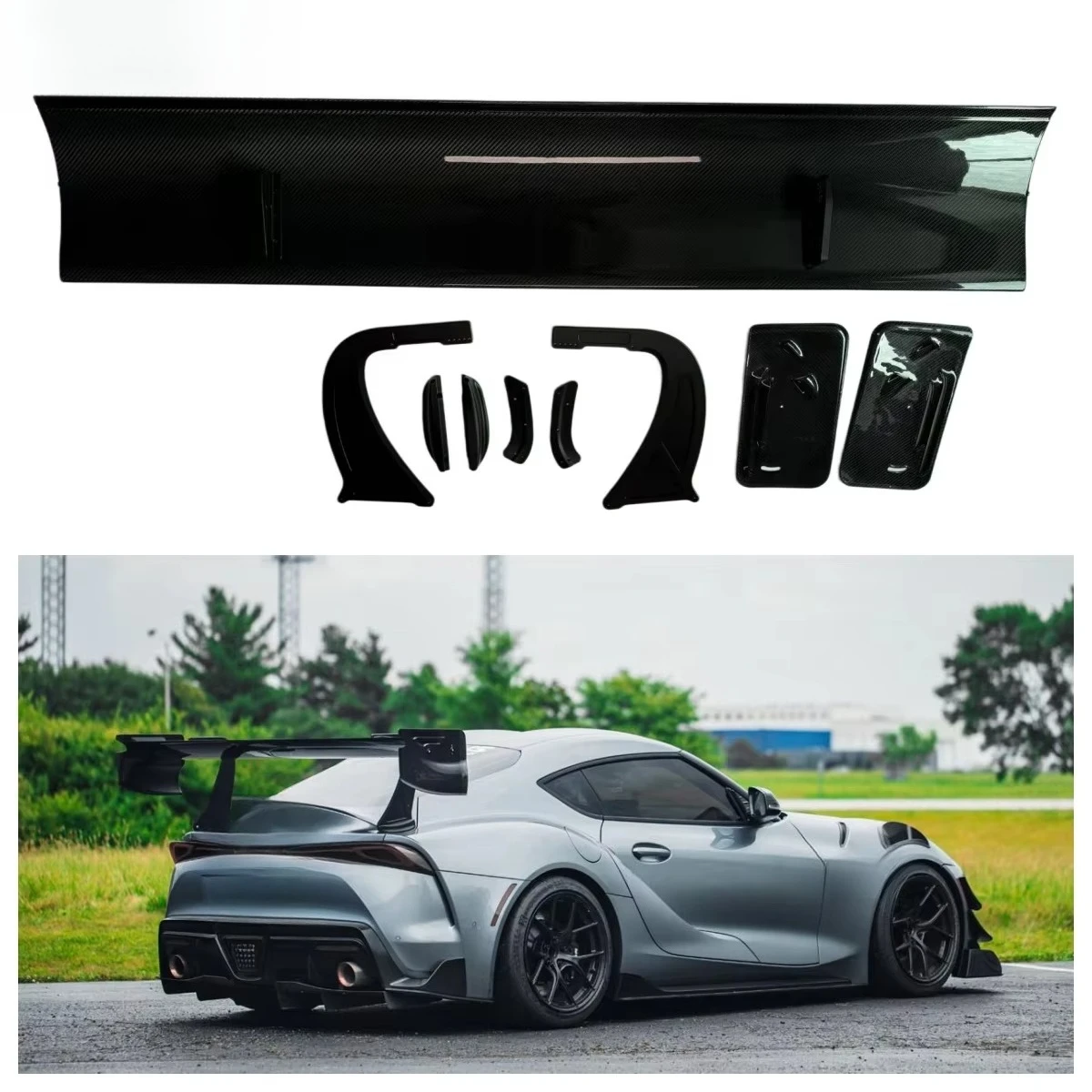 Dry Carbon Fiber Rear Trunk Spoiler for Toyota Supra A90 A91 MK5 2019+ Racing Rear Wing  Car Accessories