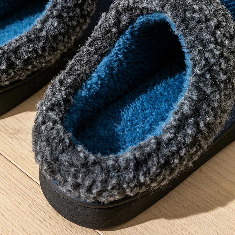 Grote Katoenen Katoenen Schoenen Winter Casual Warm Pluche Heren Speciale Indoor Dikker Slippers Antislip Streep Slippers