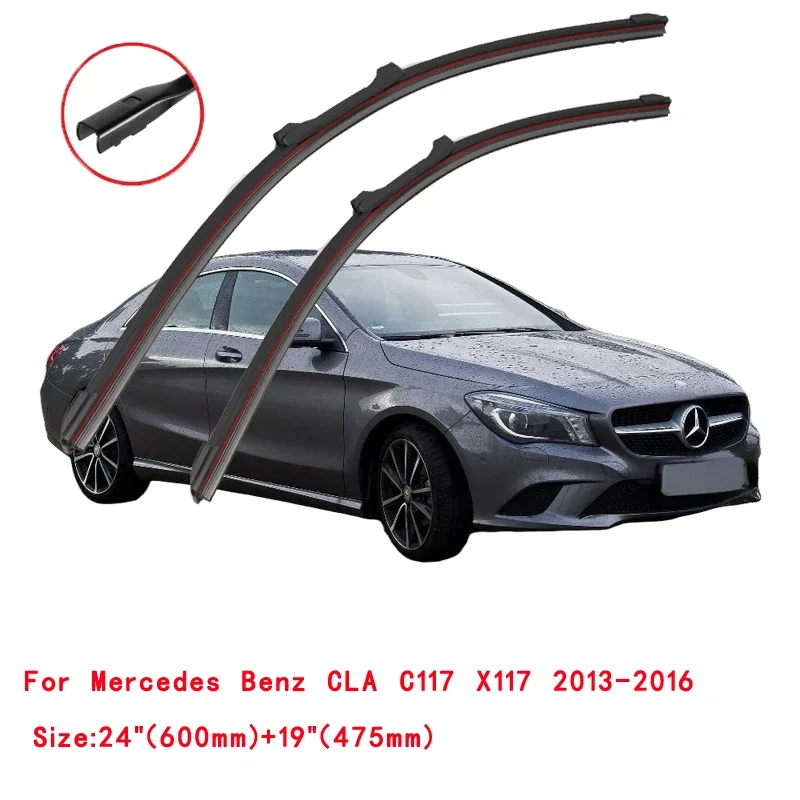 For Mercedes Benz CLA C117 C118 X117 Coupe Shooting Brake 2016 2017 2018 2019 2020 2022 Double Rubber Windshield Wiper Blades