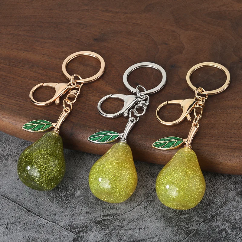 Fashion Resin Simulation Fruit Pear Keychain Women's Bag Pendant Car Personalized Hanging Decoration Keychains Lobster Buckle