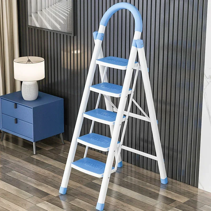 Minimalist Indoor Aluminum Alloy Triangle Step Stool Telescopic Ladder For Multifunctional Use