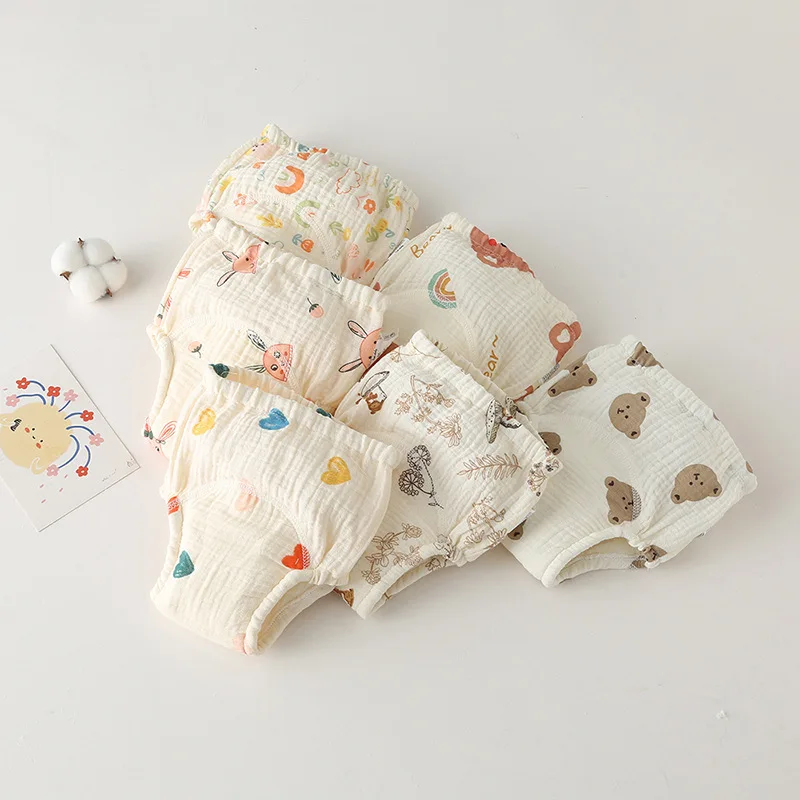 Washable Baby Training Pants Cotton Diapers Bubble Gauze Nappy Breathable Reusable Children's Underwear Toddler Cloth Diapers