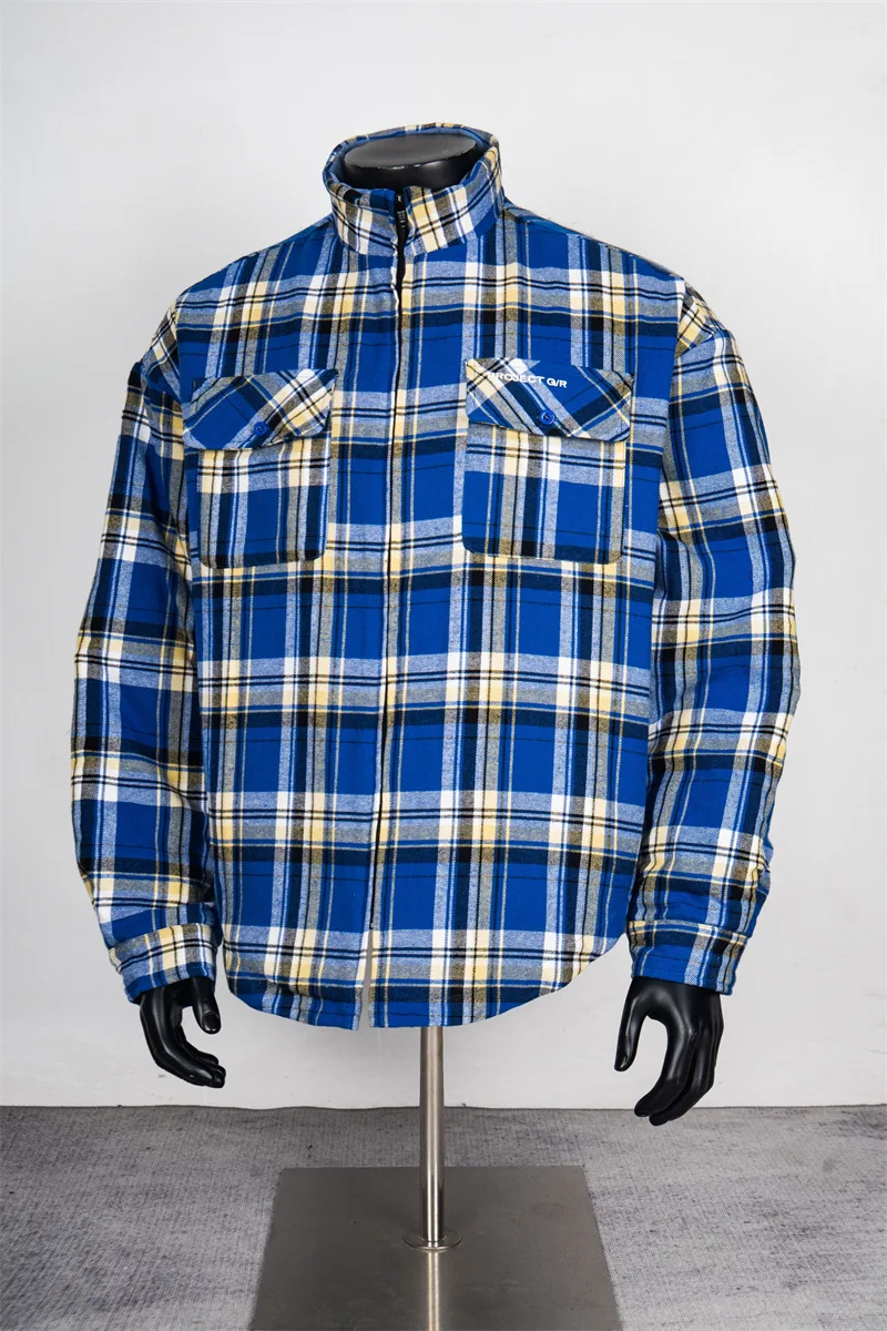 

Новые мужские хлопковые рубашки в клетку с рукавами в рубчик, классический проект, хлопковые рубашки на молнии, пара бейсбольных пальто и куртки, абстрактные моторные теплые утепленные # e100