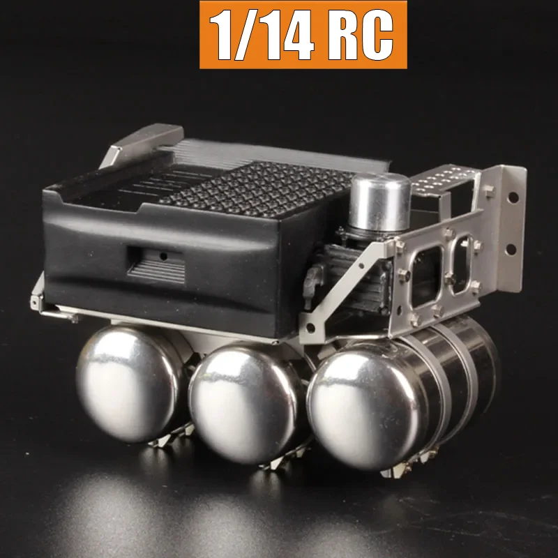 Simulation Metal Battery Box 3 Gas Tanks Upgrade Accessories for 1:14th Scale Tamiya RC Truck VOLVO FH16 56360