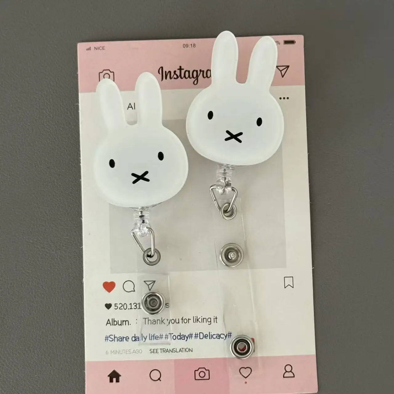 New Style Miffy Cute Doctor Nurse Easy-pull Buckle Medical Student ID Card Clip Name Badge Telescopic Card Holder Cartoon Cute