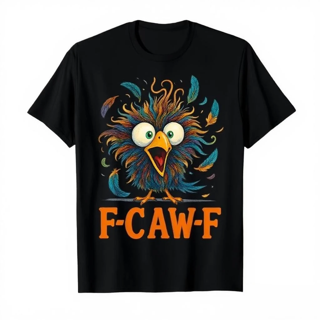 F-Caw-F Funny Messy Chicken Bird Rooster FCAWF Meme T-shirt for Men Women Cotton T Shirts Short Sleeve Tops Cartoon Fashion