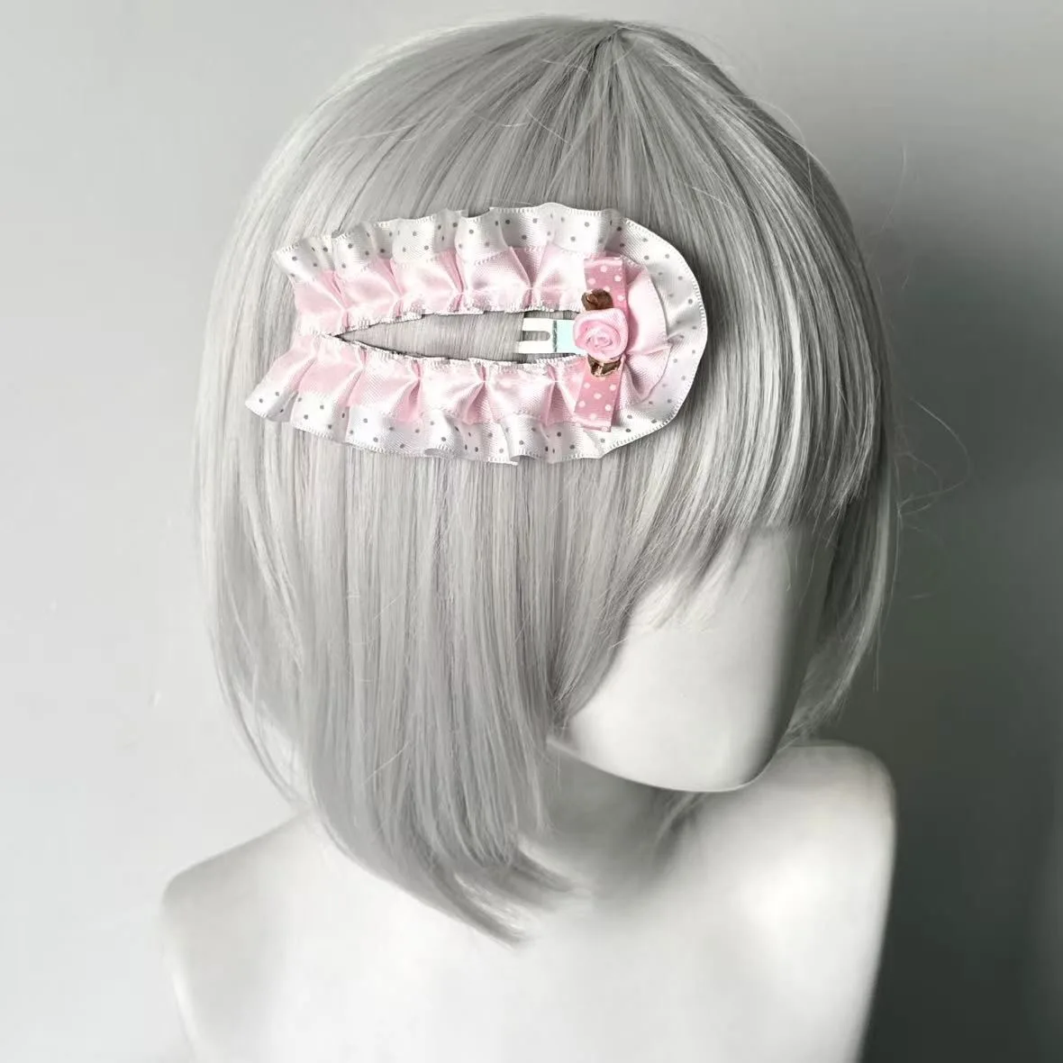 Sweet Y2K Hime Gyaru Spicy Girl Polka Dot Lace Ruffle Retro Bow Hair Clip Alternative Subculture BB Hairpin Barrettes 4