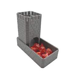 DND Square Medieval Dice Tower Twister Accessory for Role Playing Board Games Tabletop Rolling Castle Tray Portable Travel with