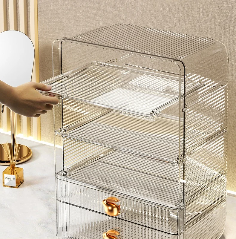 Cosmetics Storage Box Desktop Large Capacity Clear Dresser Drawer Type Storage Box Dustproof Skin Care Products Storage Rack