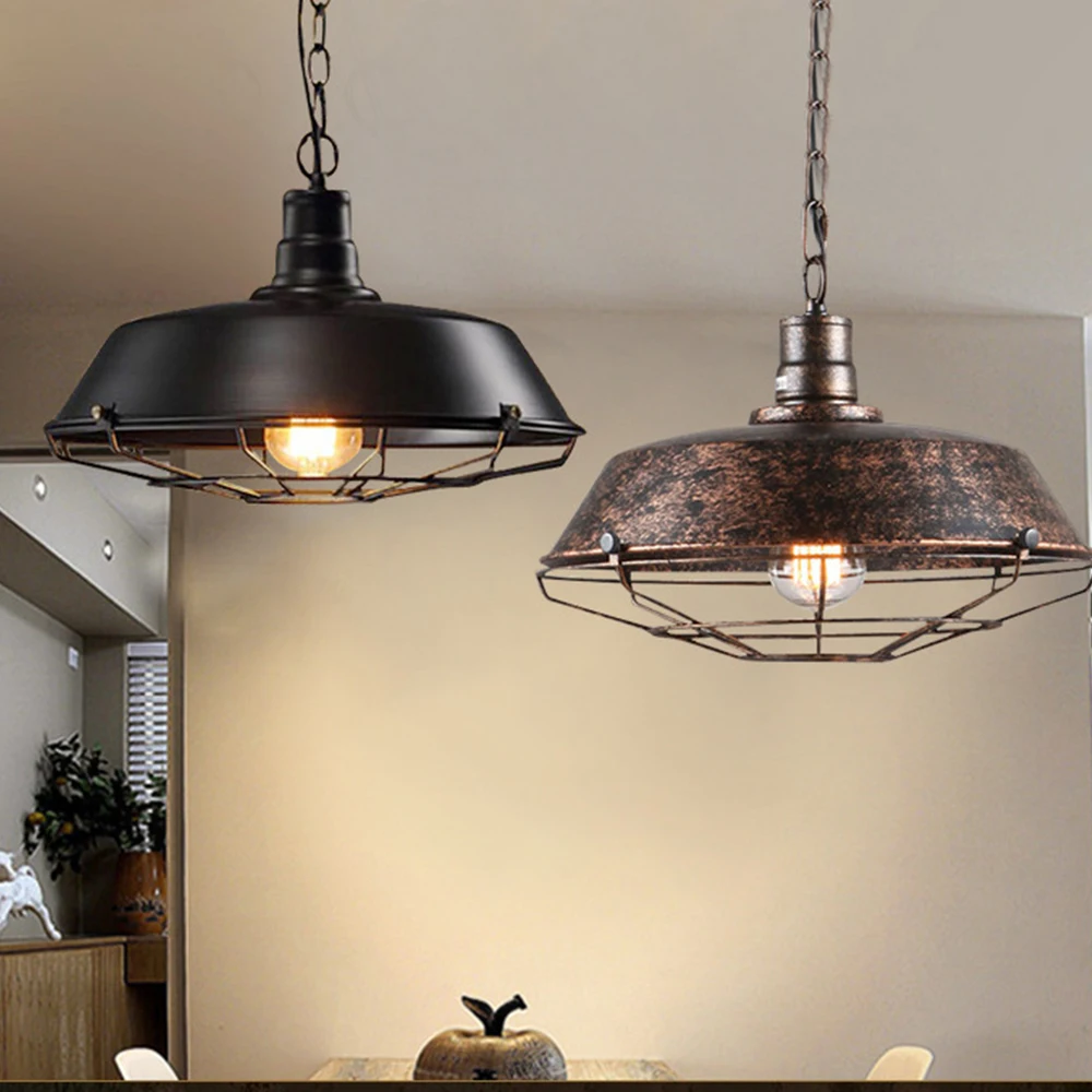 Vintage Loft Pendant Lights Nordic Retro Industrial Light Hanging Lamp Lighting Home Living Room Kitchen Decoration Lampshade