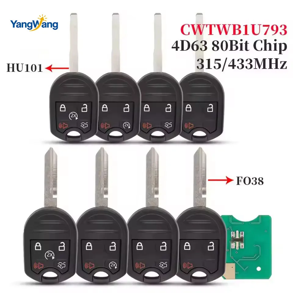 

CWTWB1U793 llave remota de coche 3/4/5 botones Fob 315-433MHz 4D63 Chip para 2012 2013 2014 2015 20162017 Ford Flex Explorer Tau