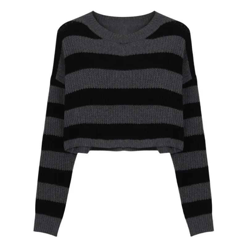 Women Striped Sweater Korean Style Female Long Sleeve O-neck Pullovers Tops 2024 Autumn Winter Vintage Oversize Knitted Jumper