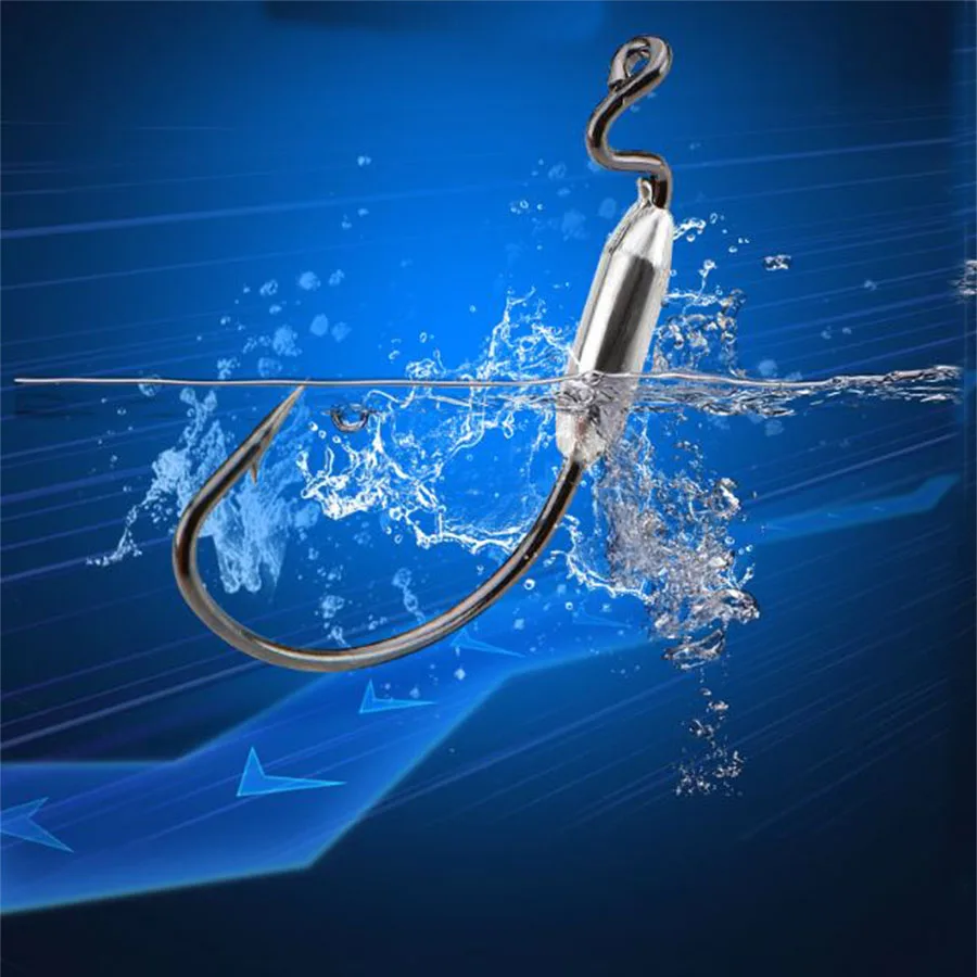 5pcs Soft Worm Lure 1/0# 2/0# 3/0# 4/0# Offset Fishing Hook High Carbon Steel Wide Crank Fishhook 2g 2.5g 3g view 5