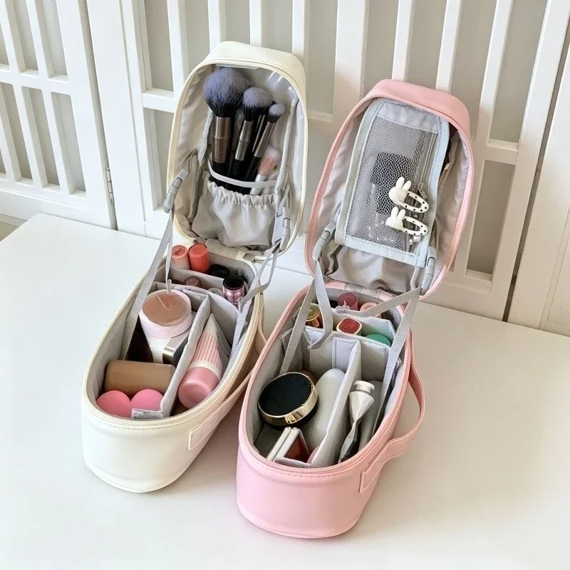 Silver Partition Travel Cosmetic Sanitary Pads Storage Bags Makeup Bag Women Large Capacity Portable Waterproof Multi Functional