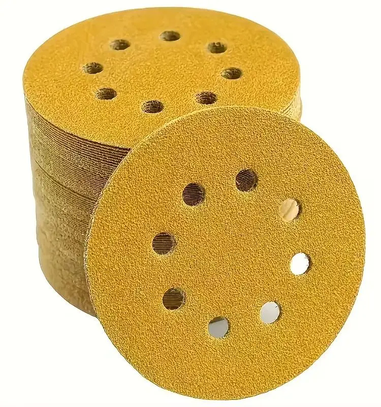 20 peças 5 Polegada 8 furos lixa amarela, lixa para discos moedor carro carpintaria disco de moagem de metal ferramenta de polimento abrasivo