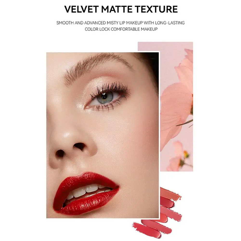 Lápiz labial mate Hexagonal, bálsamo labial hidratante de larga duración de 6 colores, taza antiadherente resistente al agua, lápiz labial altamente pigmentado