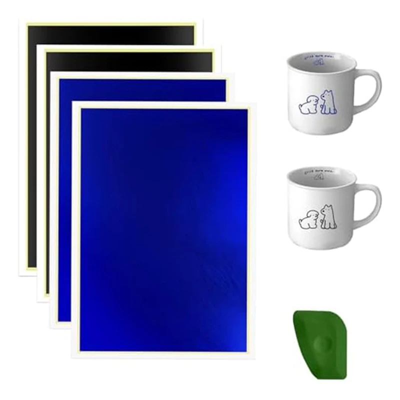 ABJI-4 Pieces Engraving Marking Paper Color Marking Paper Tape Scraper For Fiber Marking And Engraving Ceramic Glass