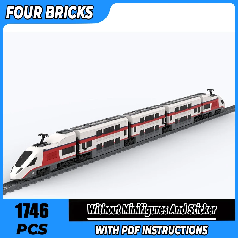 

Moc Building Blocks High Speed Train Technology Modular Bricks Model Gifts Christmas Toys DIY Sets Assembly