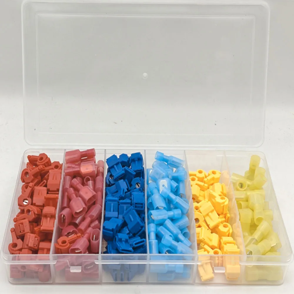 200 Stück T-Tap-Kabelverbinder, elektrischer T-Tap-Kabelanschluss mit vollständig isoliertem Nylon-Flachstecker, Schnelltrenn-Set – Detail 1