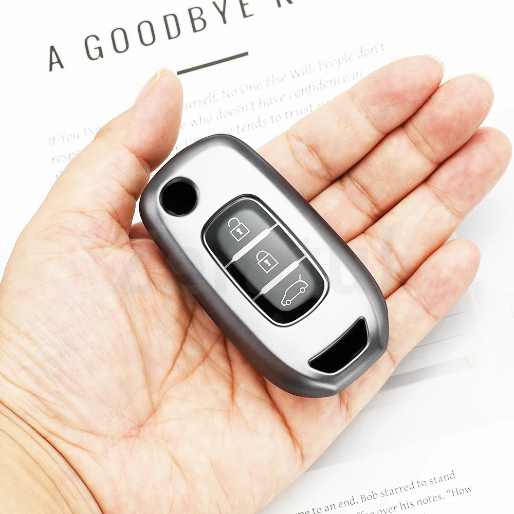 Gun Grey TPU Shell Fob Car Key Case Cover for Renault Clio 5 Arkana Protector Key Kadjar Captur Megane Sandero Stepway Logan