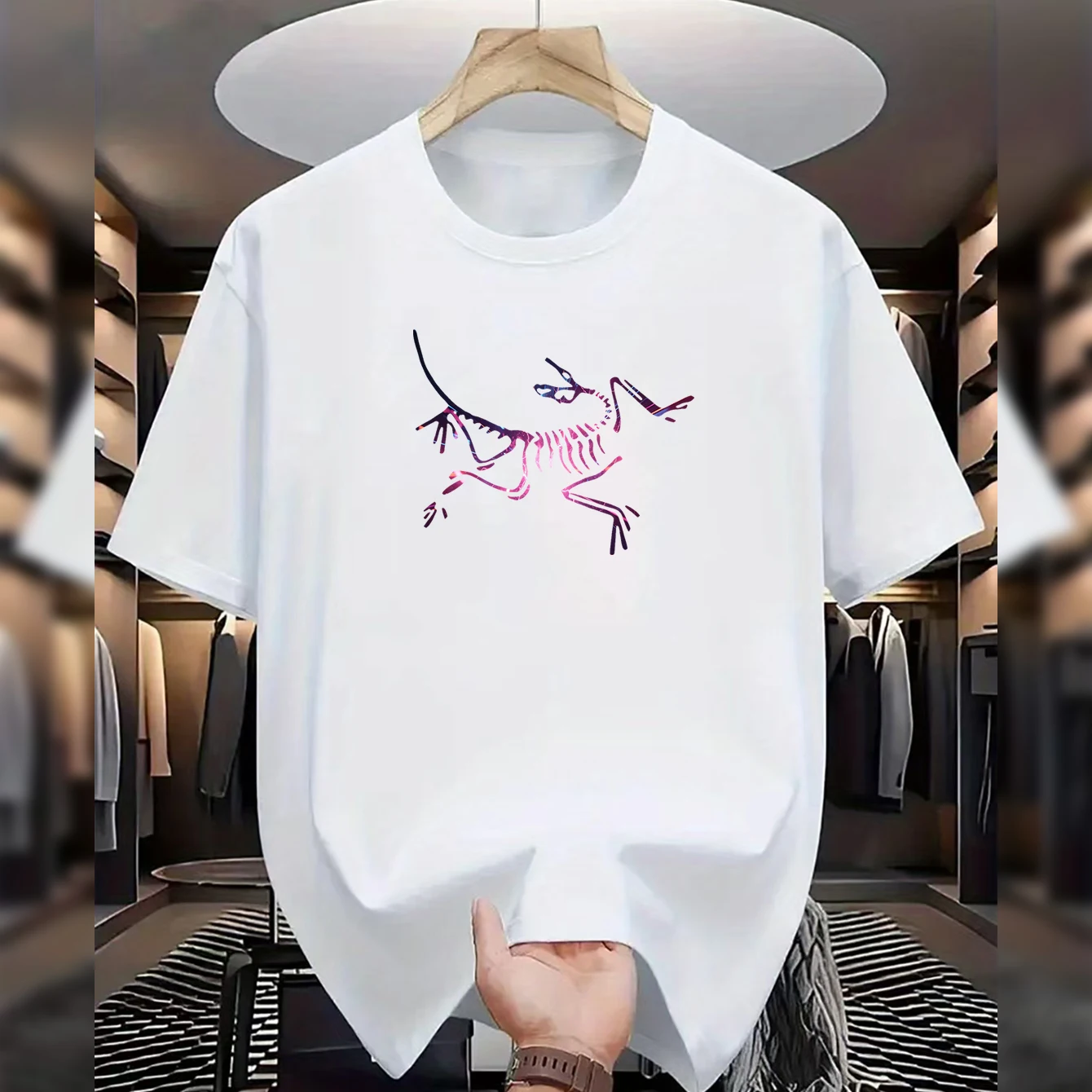 2026 Summer Vintage Oversized T‑Shirt For Adults Kids Dinosaur Fossil Skeleton Graffiti Art Loose Short Sleeve Street Tee