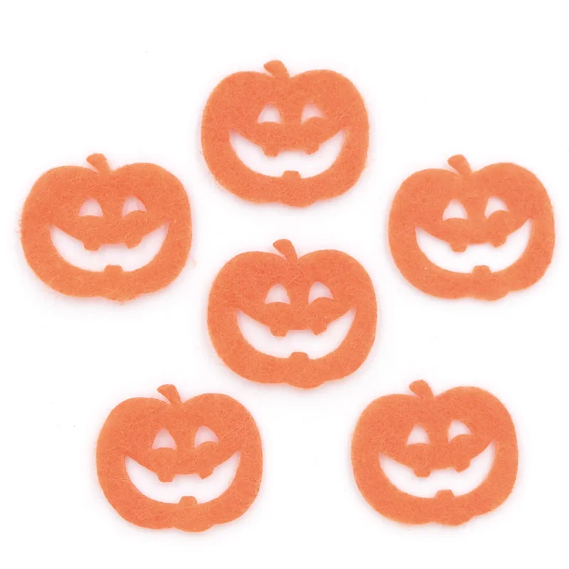 200Pcs Yellow Halloween\'s Pumpkin Fabric Patches Felt Applique for Craft/Clothes/Hallowmas DIY Scrapbooking Accessories