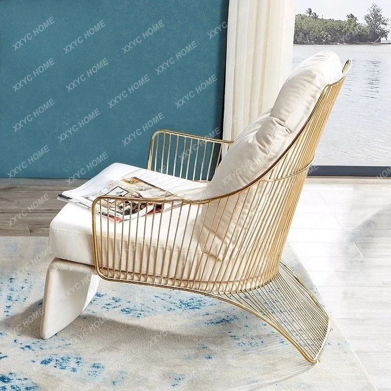 Lsingle stainless steel back chair light luxury single reception area leisure chair lying